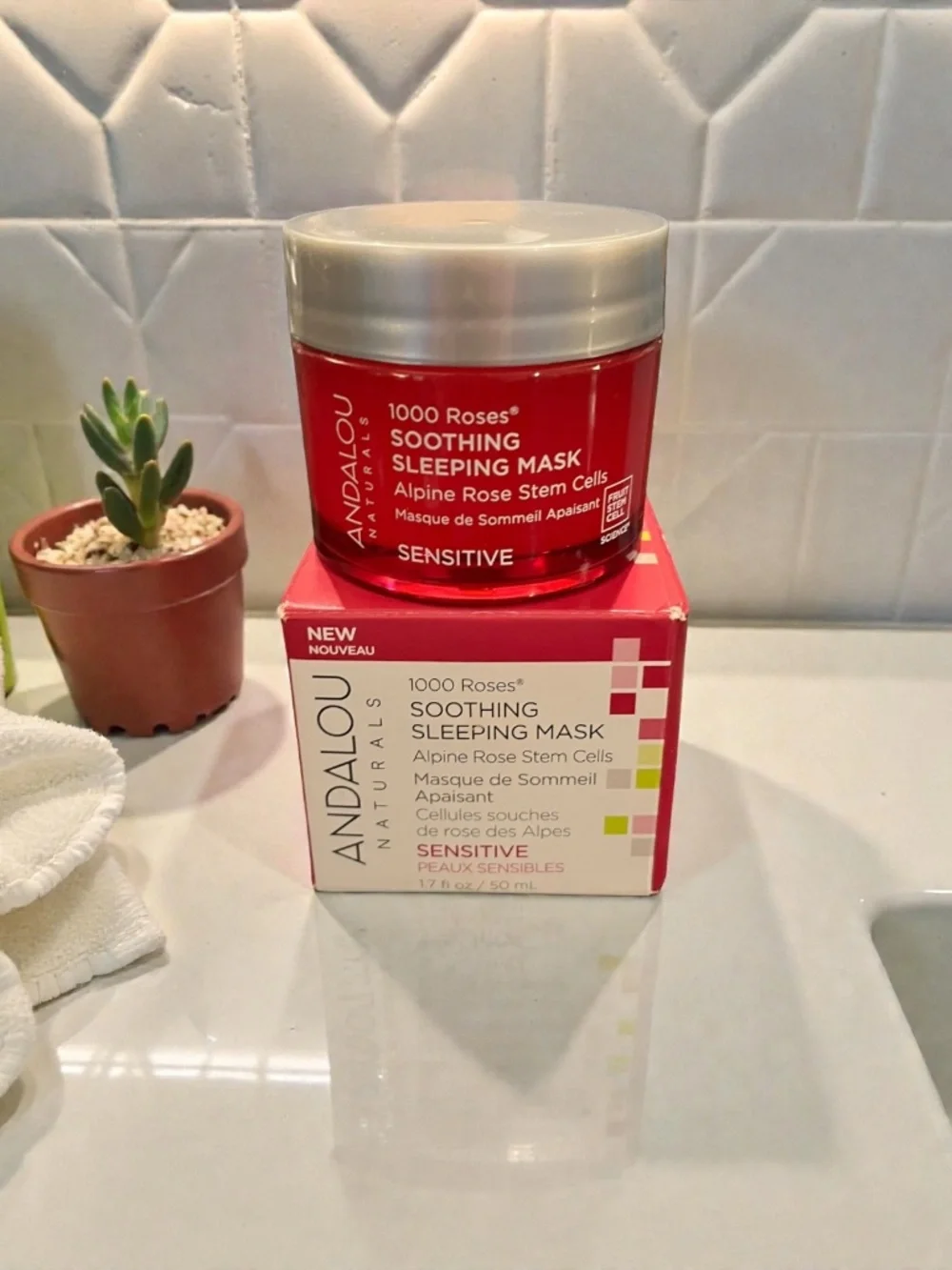 Andalou Naturals 1000 Roses Soothing Stem Cell Sleeping Mask Skincare 1.7 fl oz